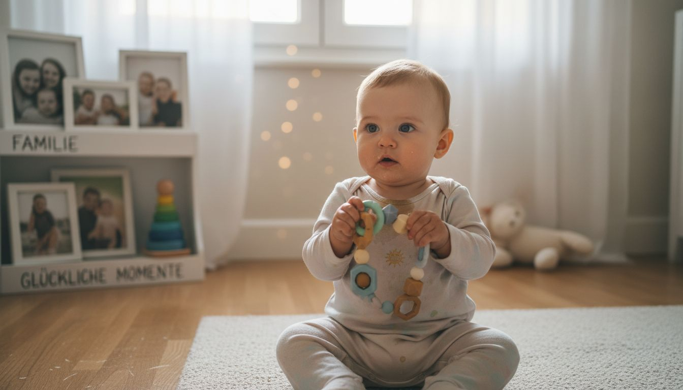 Silikonschmuck bietet eine sichere Spielmöglichkeit für dein Baby.