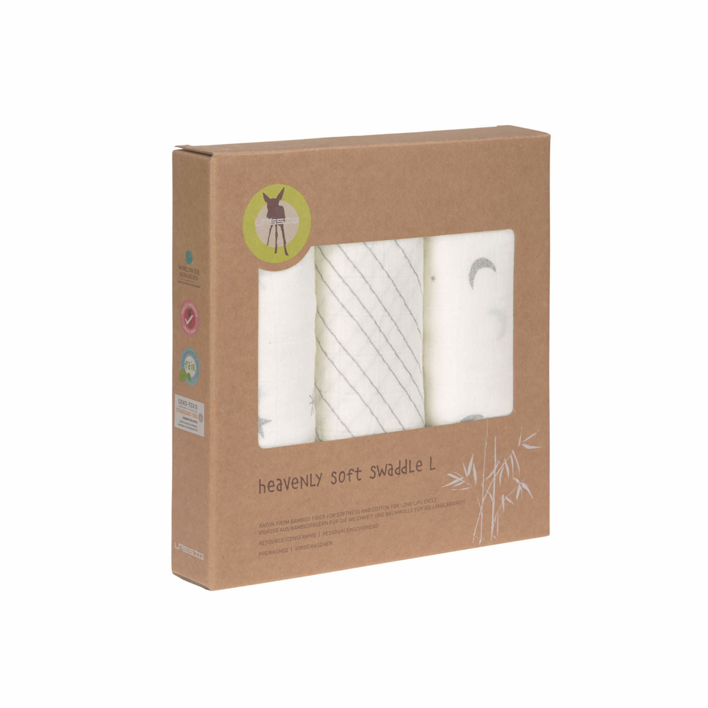 Muslin Swaddle 3er Set - Stars & Moon silver