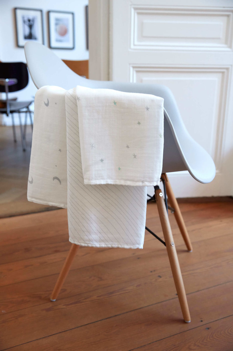 Muslin Swaddle 3er Set - Stars & Moon silver