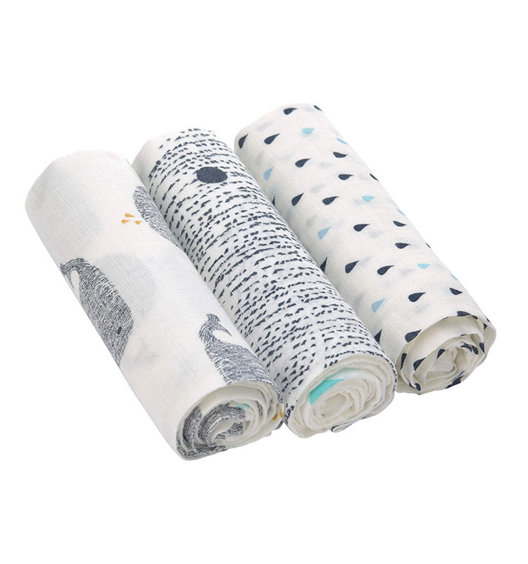 Muslin Swaddle 3er Set - Little Water Whale