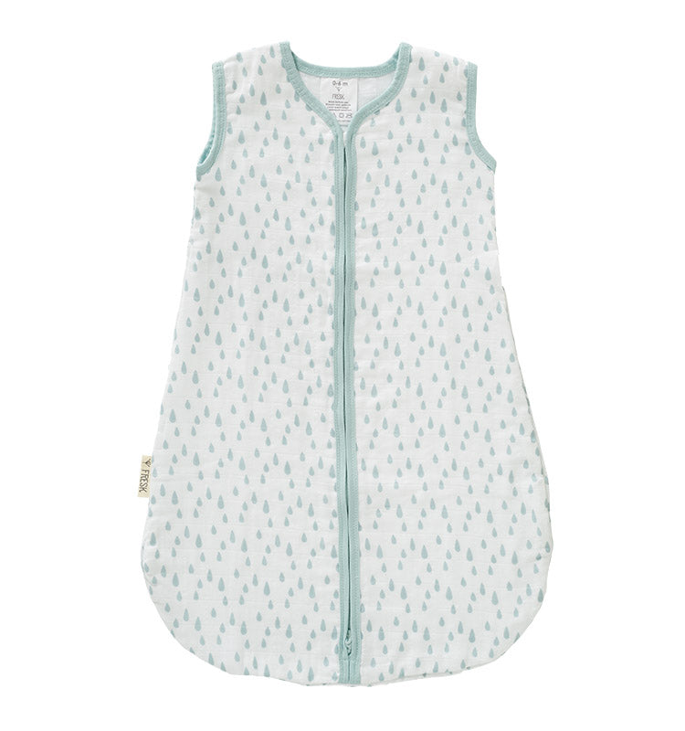 Musselin Baby Schlafsack || Regentropfen Blau