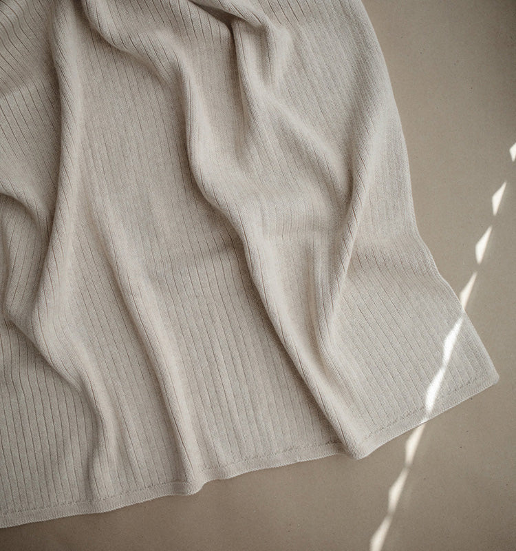 Babydecke - Ribbed Beige Melange