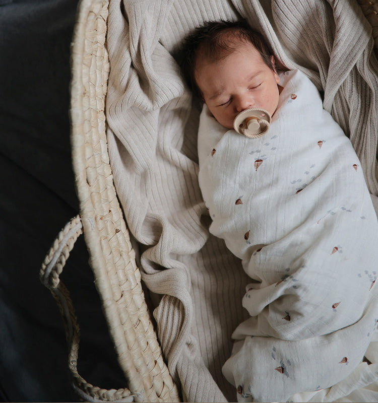 Babydecke - Ribbed Beige Melange