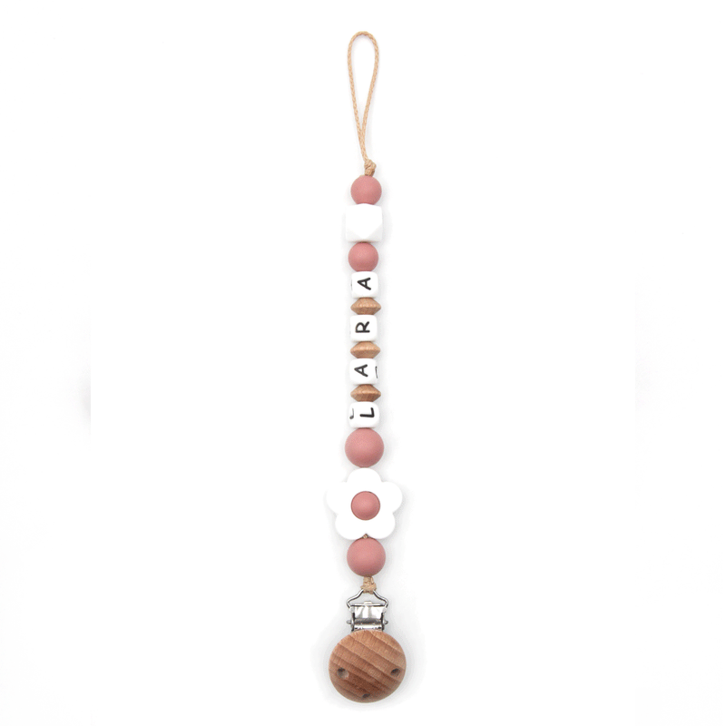 Pacifier chain with name || Blossom Old Pink