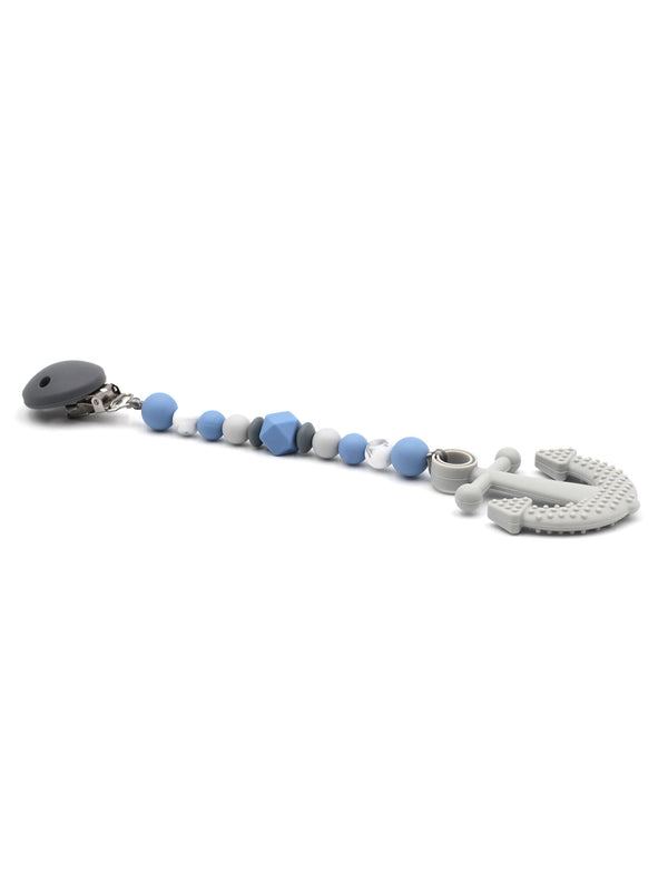 Teething chain Fogblue || anchor light gray