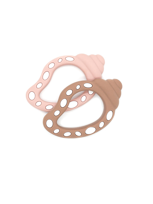FreezerTeether || teething ring shell set of 2 pink brown