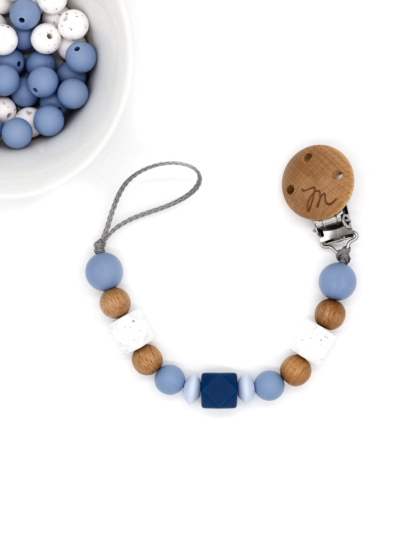 Pacifier chain || Nordic dotted mist blue
