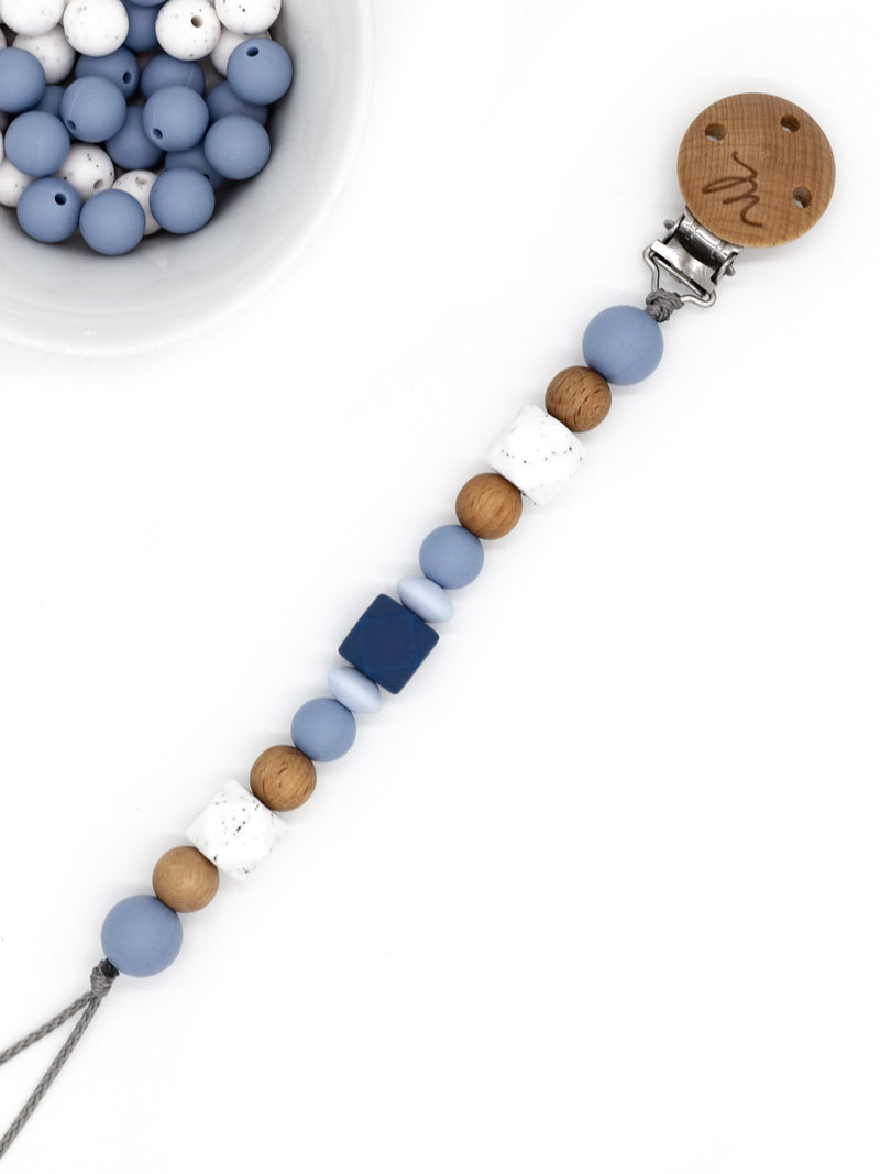 Pacifier chain || Nordic dotted mist blue
