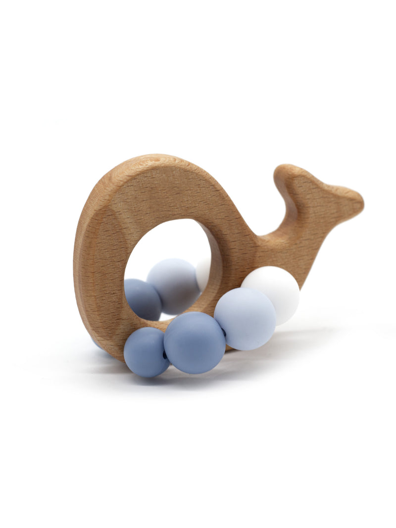 Teething ring Griffin || whale Percy mist blue