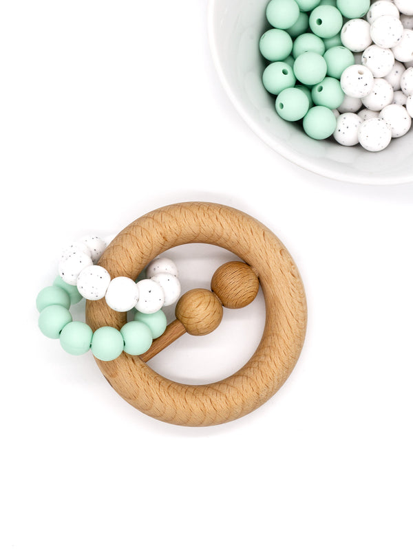 Teething ring Rattle || Griffin Dotted mint